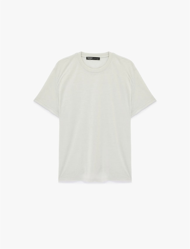 Koton 6Sam10476Mk 024 Grı Erkek Jersey Kısa Kollu Basıc T-Shırt