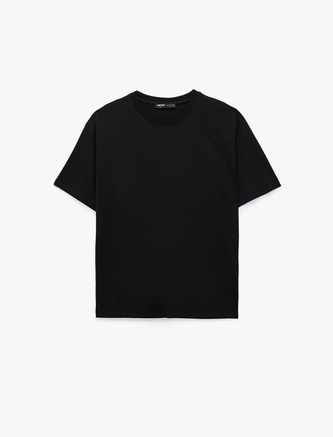 Koton 6Sam10511Mk 999 Sıyah Erkek Jersey Kısa Kollu Basıc T-Shırt