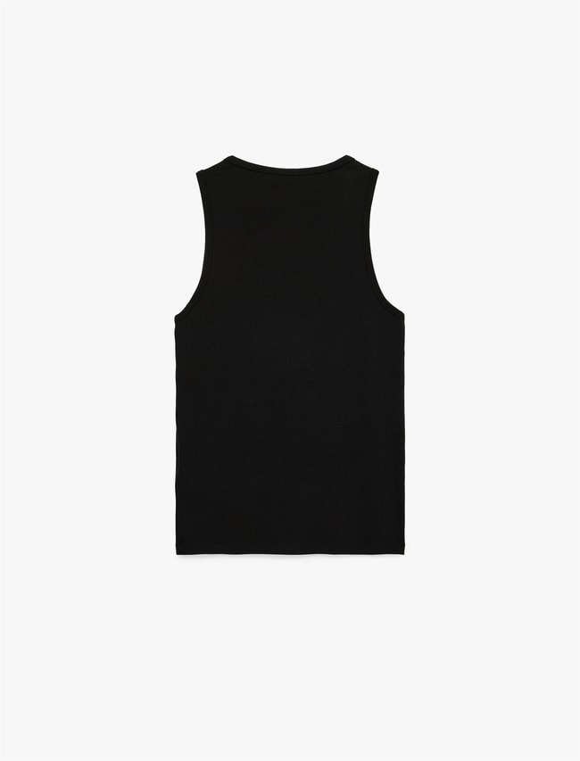 Koton 6Sam30001Mk 999 Sıyah Erkek Jersey Kolsuz T-Shırt