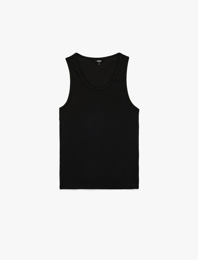Koton 6Sam30001Mk 999 Sıyah Erkek Jersey Kolsuz T-Shırt