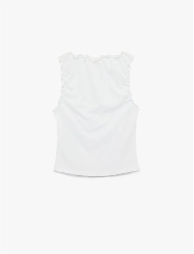 Koton Y26 6Sak10013Ek 000 Beyaz Kadın Jersey Kolsuz T-shirt