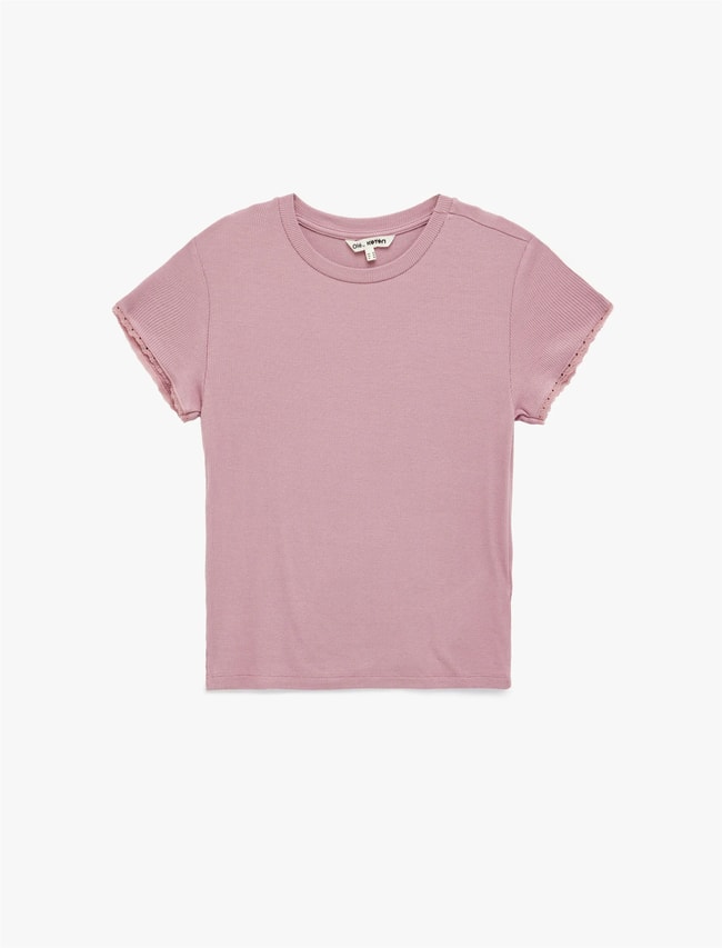 Koton Y26 6Sak50019Ek 276 Pembe Kadın Jersey Kısa Kol T-shirt