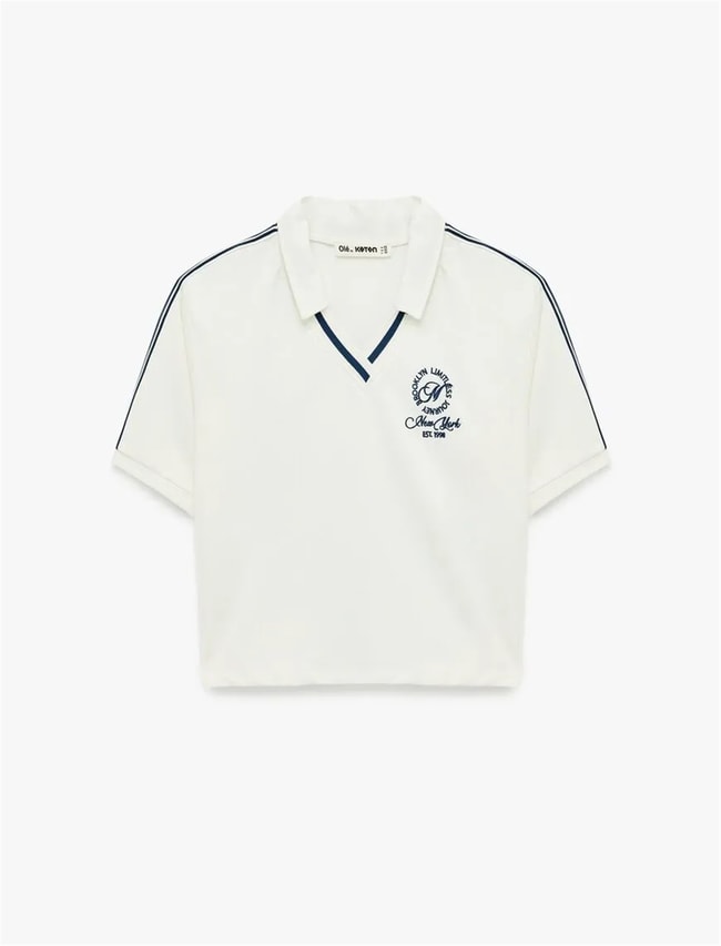 Koton Y26 6Sal10041Ik 010 Ekru Kadın Jersey Kısa Kol T-shirt