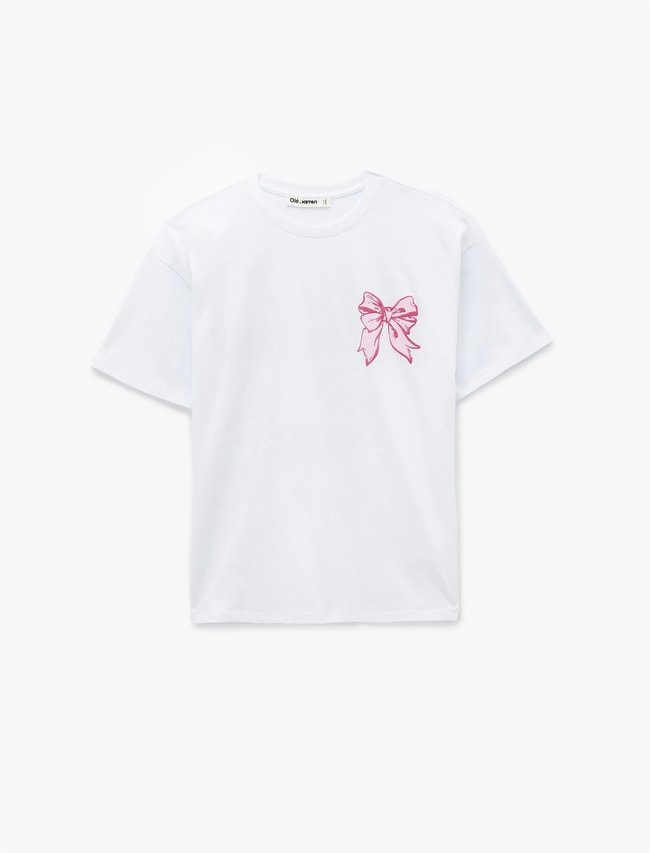 Koton Y26 6Sal10046Ik 010 Ekru Kadın Jersey Kısa Kol T-shirt