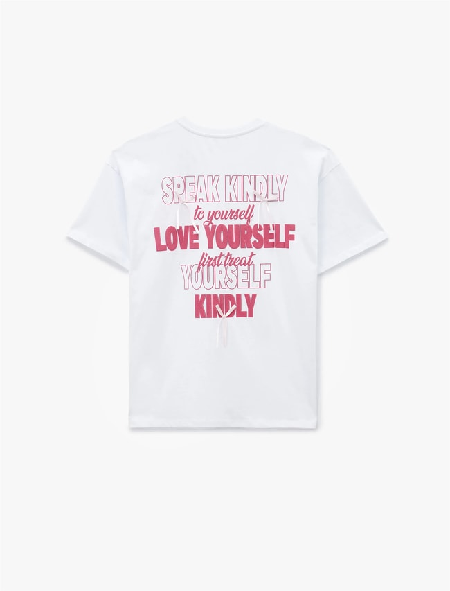 Koton Y26 6Sal10046Ik 010 Ekru Kadın Jersey Kısa Kol T-shirt