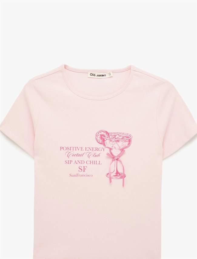 Koton Y26 6Sal10047Ik 252 Pembe Kadın Jersey Kısa Kol T-shirt
