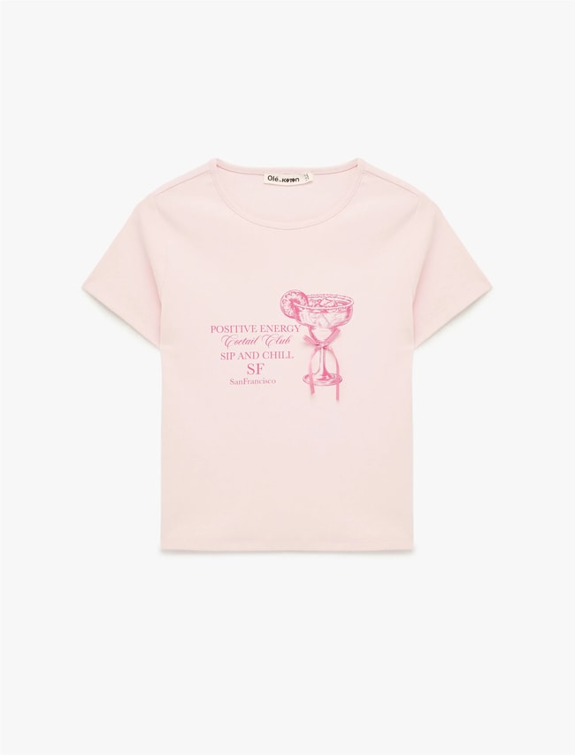 Koton Y26 6Sal10047Ik 252 Pembe Kadın Jersey Kısa Kol T-shirt
