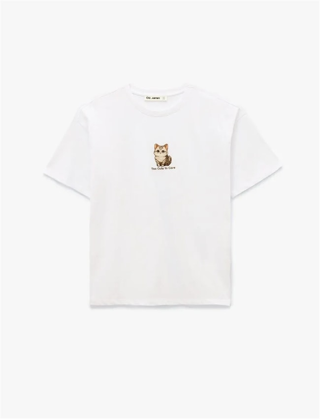 Koton Y26 6Sal10063Ik 010 Ekru Kadın Jersey Kısa Kol T-shirt