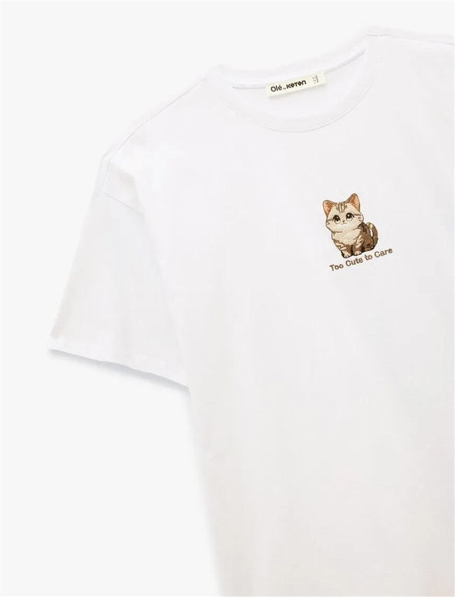 Koton Y26 6Sal10063Ik 010 Ekru Kadın Jersey Kısa Kol T-shirt