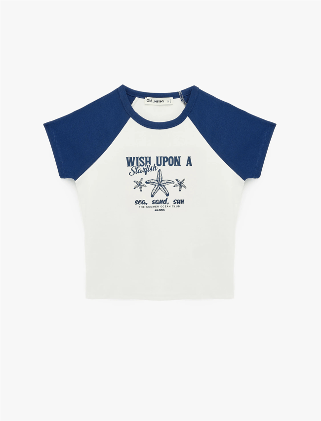 Koton Y26 6Sal10064Ik 010 Ekru Kadın Jersey Kısa Kol T-shirt
