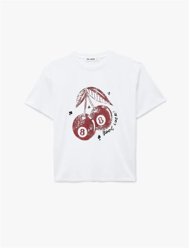 Koton Y26 6Sal10065Ik 010 Ekru Kadın Jersey Kısa Kol T-shirt