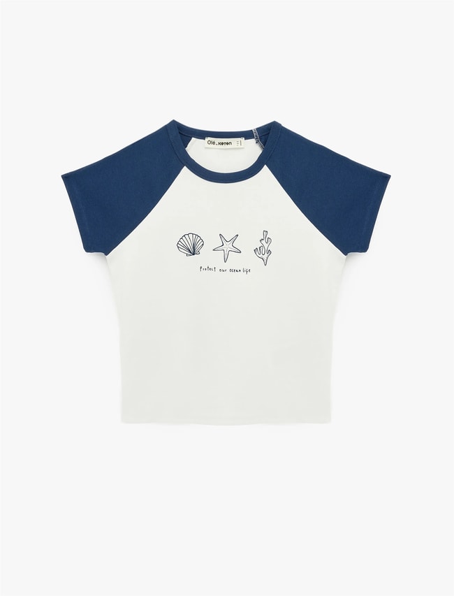 Koton Y26 6Sal10070Ik 010 Ekru Kadın Jersey Kısa Kol T-shirt