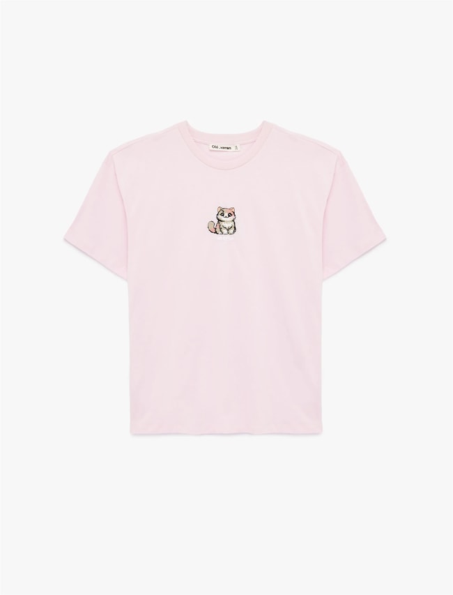 Koton Y26 6Sal10074Ik 265 Pembe Kadın Jersey Kısa Kol T-shirt