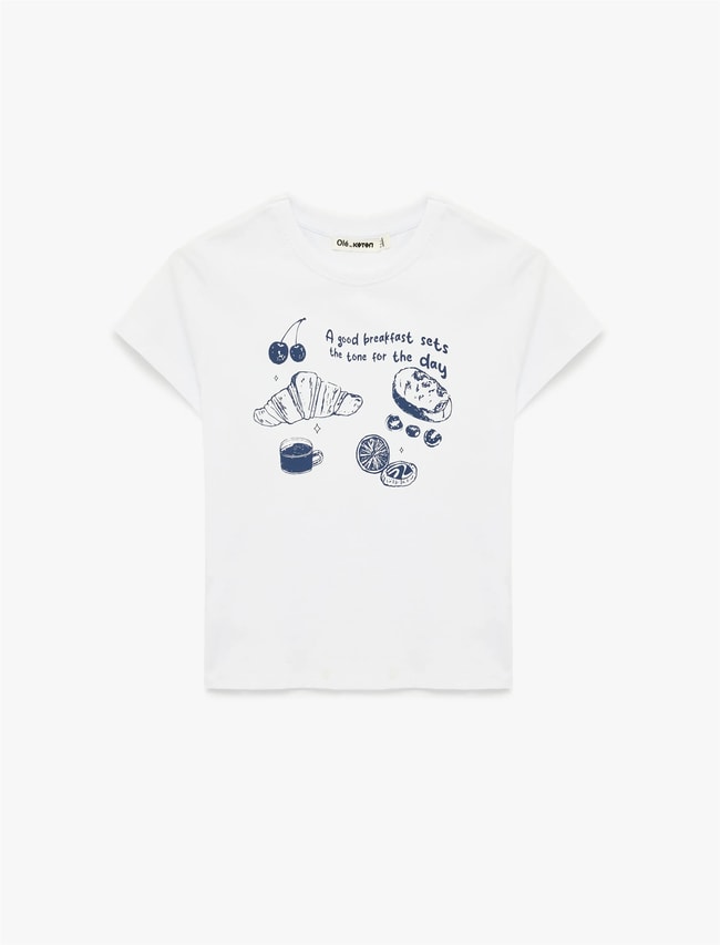 Koton Y26 6Sal10076Ik 010 Ekru Kadın Jersey Kısa Kol T-shirt