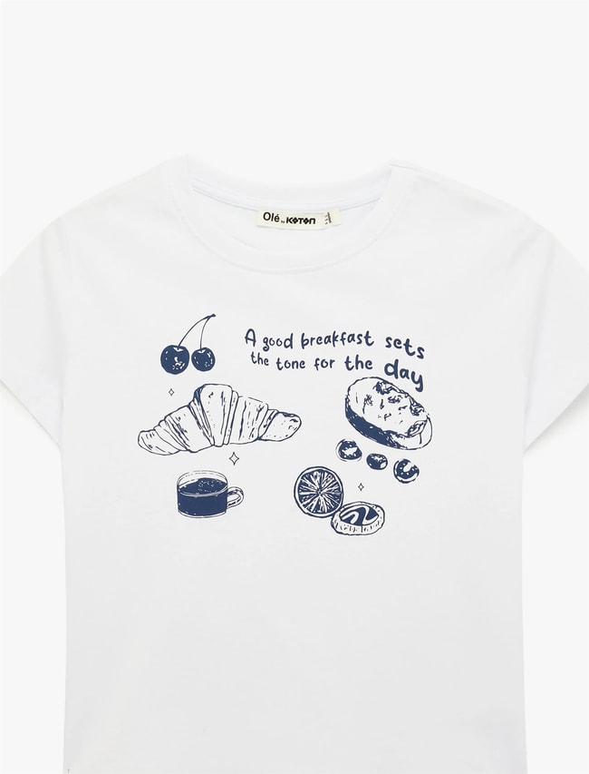Koton Y26 6Sal10076Ik 010 Ekru Kadın Jersey Kısa Kol T-shirt