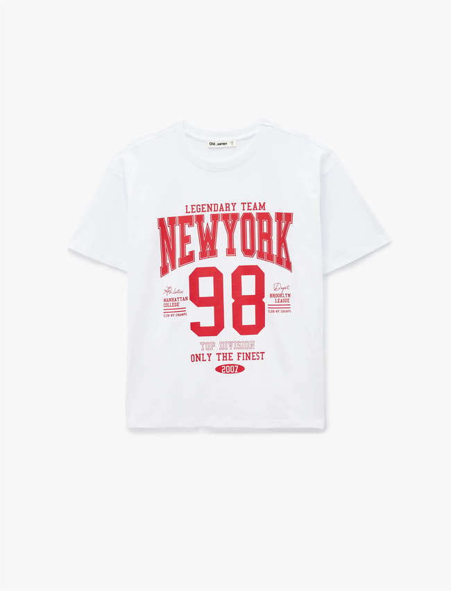 Koton Y26 6Sal10084Ik 010 Ekru Kadın Jersey Kısa Kol T-shirt
