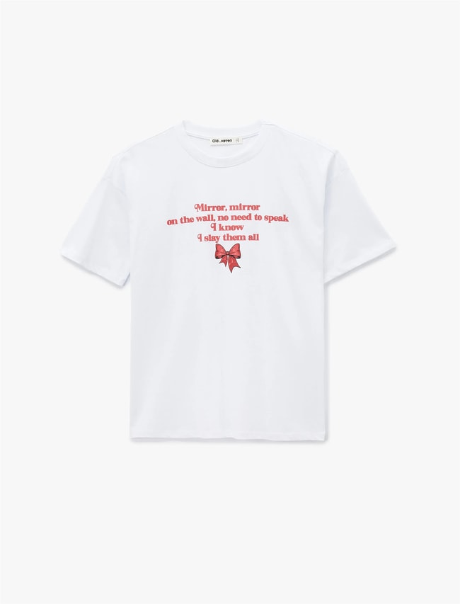 Koton Y26 6Sal10087Ik 010 Ekru Kadın Jersey Kısa Kol T-shirt