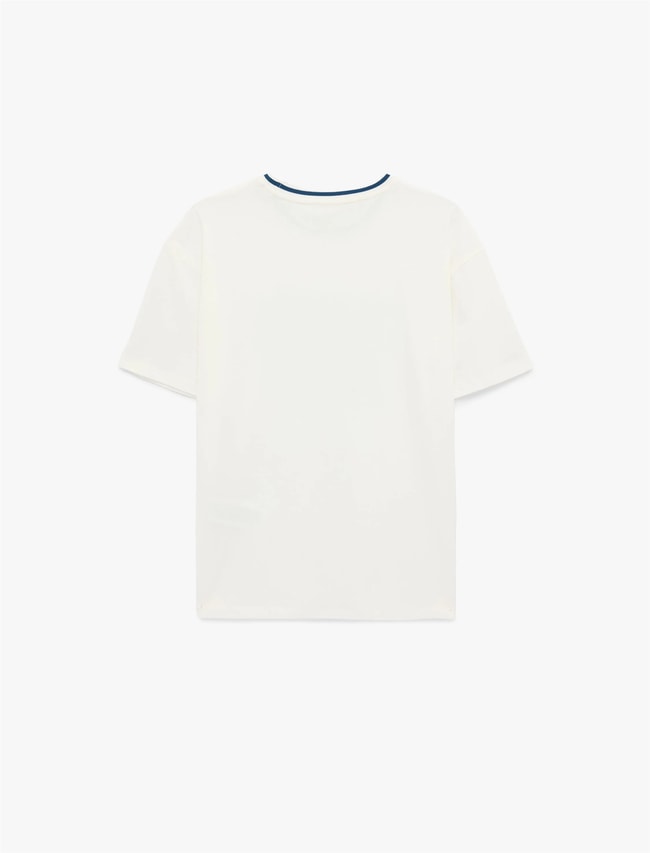 Koton Y26 6Sal10088Ik 010 Ekru Kadın Jersey Kısa Kol T-shirt