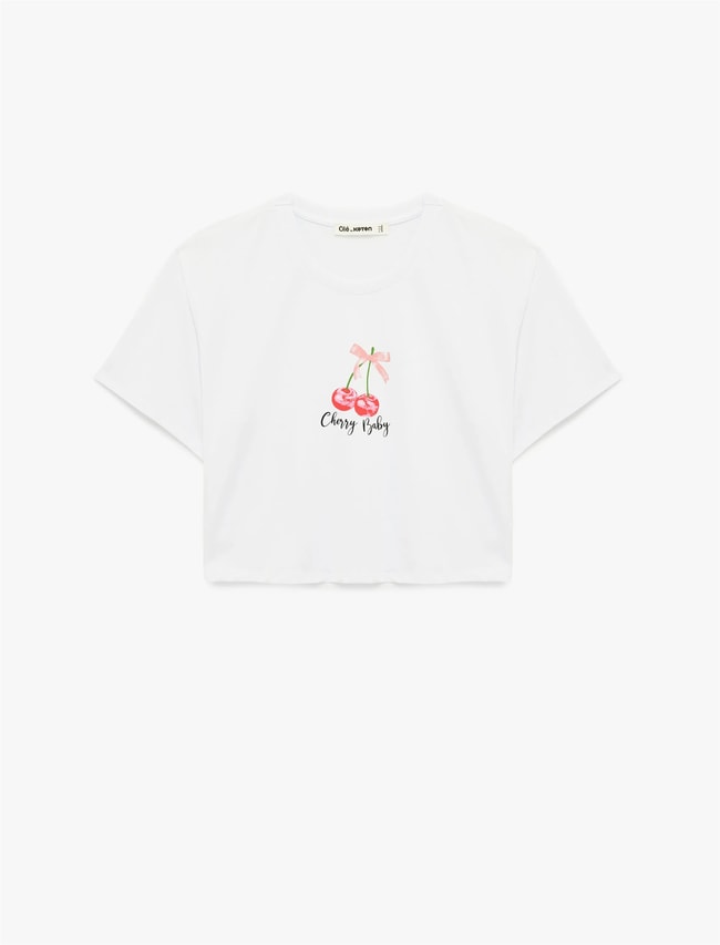 Koton Y26 6Sal10095Ik 010 Ekru Kadın Jersey Kısa Kol T-shirt