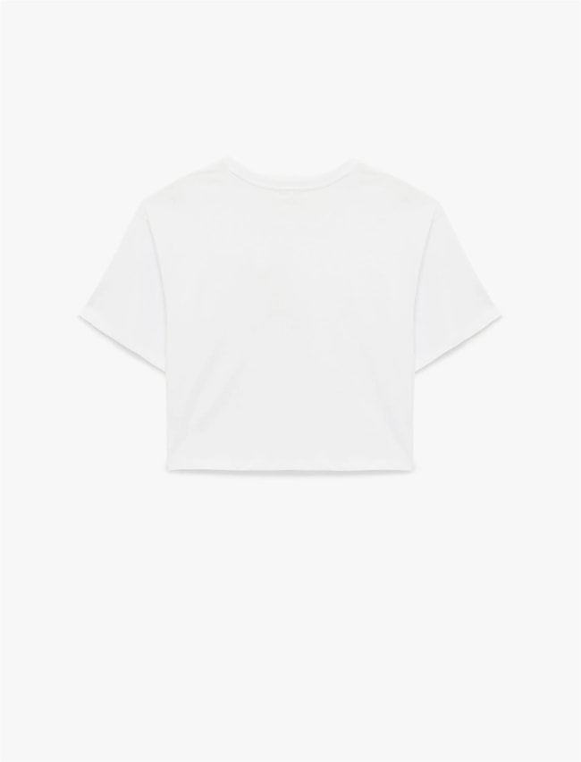 Koton Y26 6Sal10095Ik 010 Ekru Kadın Jersey Kısa Kol T-shirt