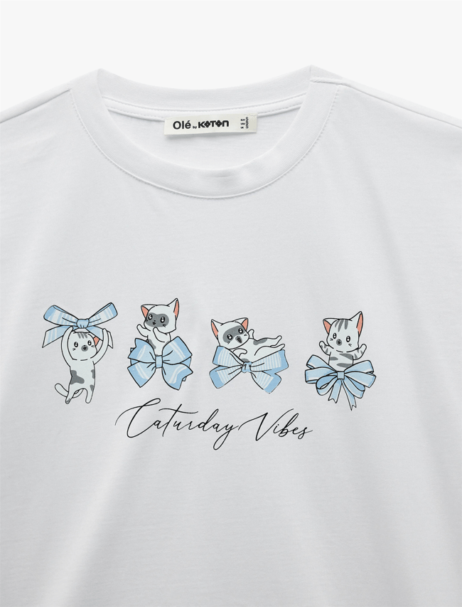 Koton Y26 6Sal10096Ik 010 Ekru Kadın Jersey Kısa Kol T-shirt