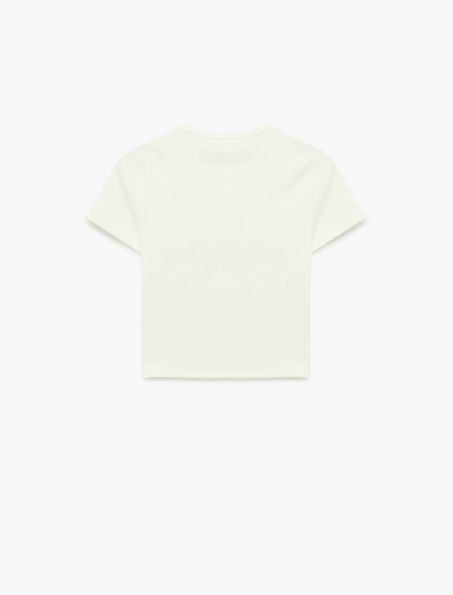 Koton Y26 6Sal10102Ik 010 Ekru Kadın Jersey Kısa Kol T-shirt