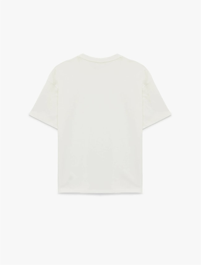 Koton Y26 6Sal10104Ik 010 Ekru Kadın Jersey Kısa Kol T-shirt