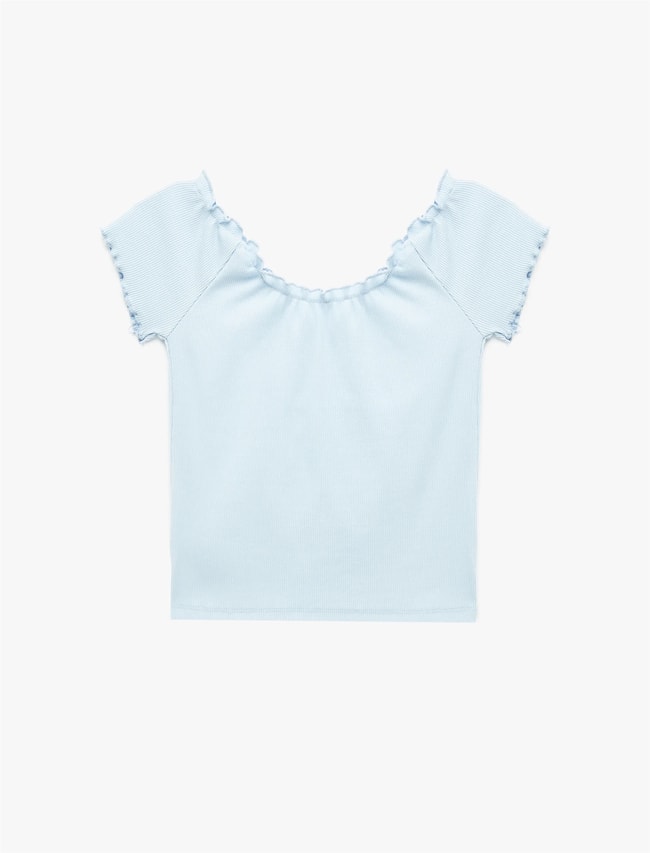 Koton Y26 6Sal10128Ik 640 Mavi Kadın Jersey Kısa Kol T-shirt