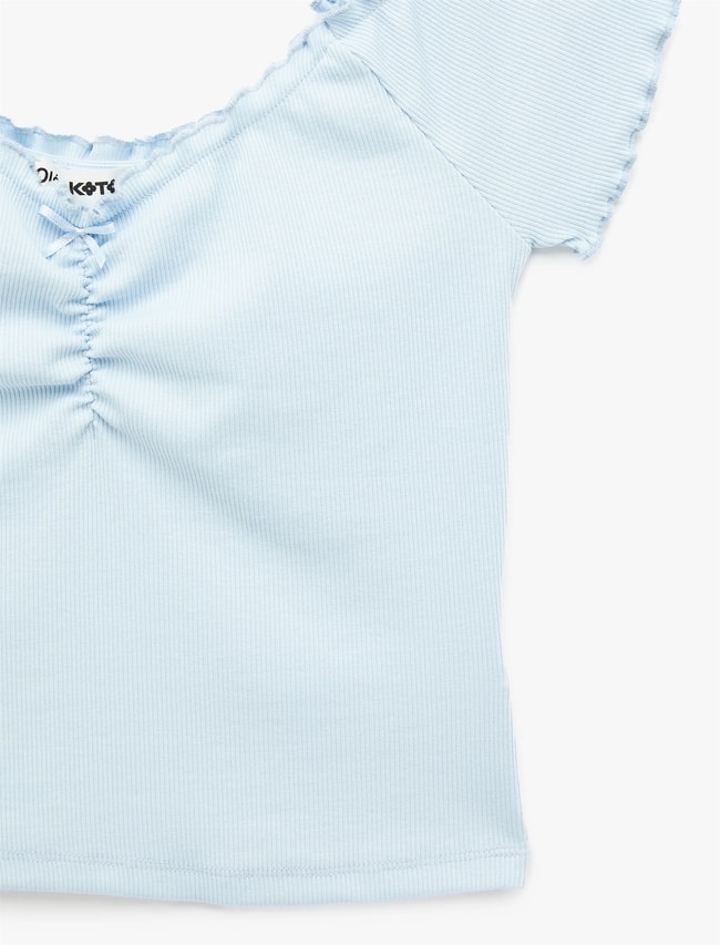 Koton Y26 6Sal10128Ik 640 Mavi Kadın Jersey Kısa Kol T-shirt
