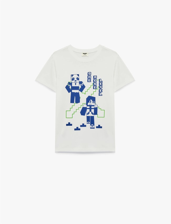 Koton Y26 6Skb10096Tk 000 Beyaz Erkek Çocuk Jersey Kısa Kol T-Shirt