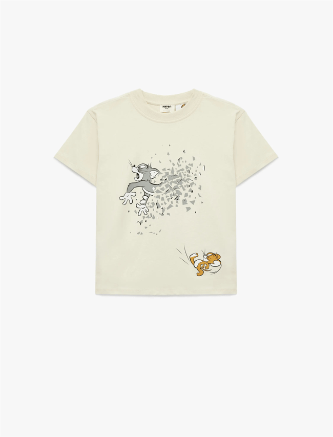 Koton Y26 6Skb10100Tk 010 Ekru Erkek Çocuk Jersey Kısa Kol T-Shirt
