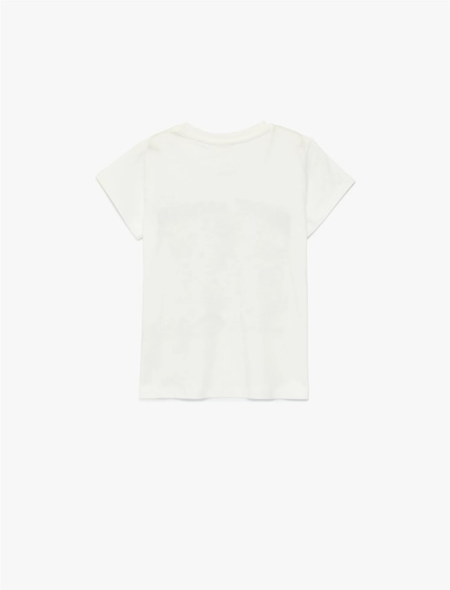 Koton Y26 6Skg10018Ak 010 Ekru Kız Çocuk Jersey Kısa Kol T-Shirt