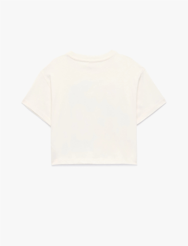 Koton Y26 6Skg10031Ak 010 Ekru Kız Çocuk Jersey Kısa Kol T-Shirt