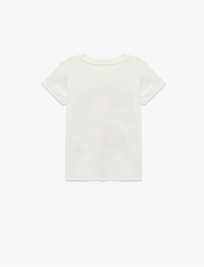 Koton Y26 6Skg10039Ak 010 Ekru Kız Çocuk Jersey Kısa Kol T-Shirt