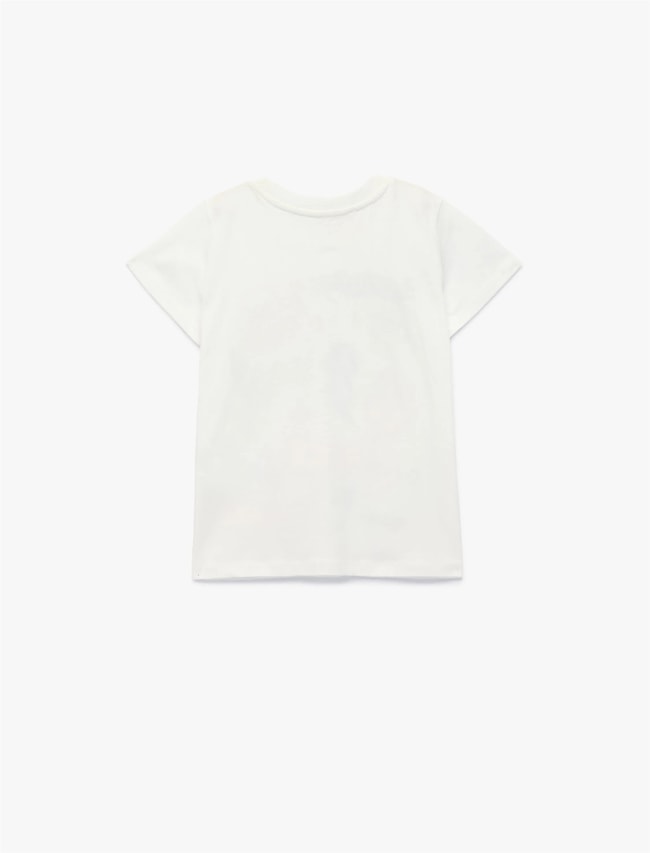 Koton Y26 6Skg10040Ak 010 Ekru Kız Çocuk Jersey Kısa Kol T-Shirt