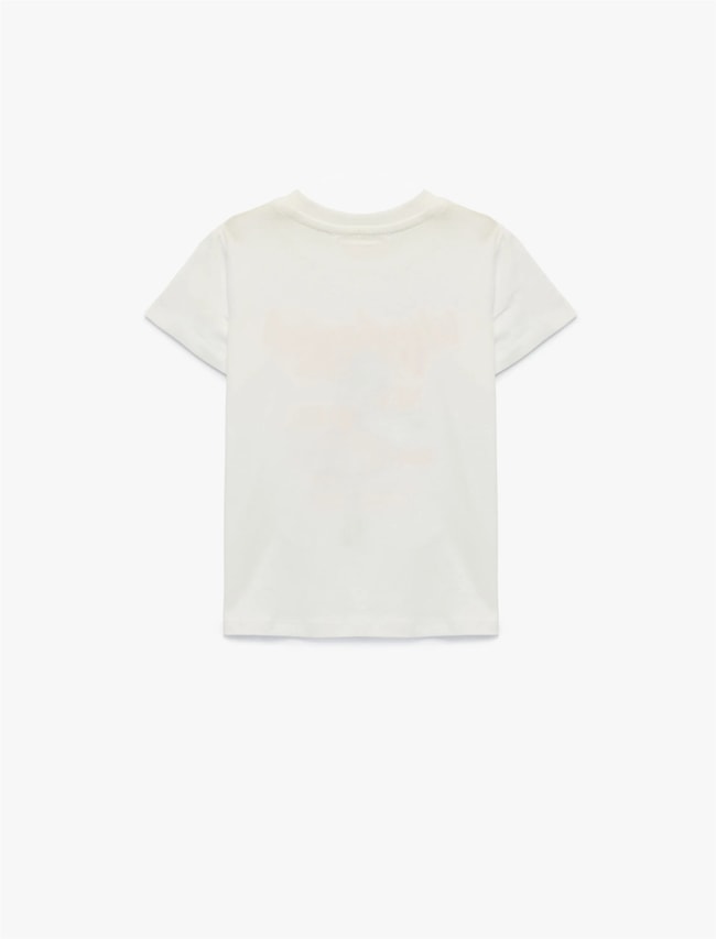 Koton Y26 6Skg10110Ak 010 Ekru Kız Çocuk Jersey Kısa Kol T-Shirt