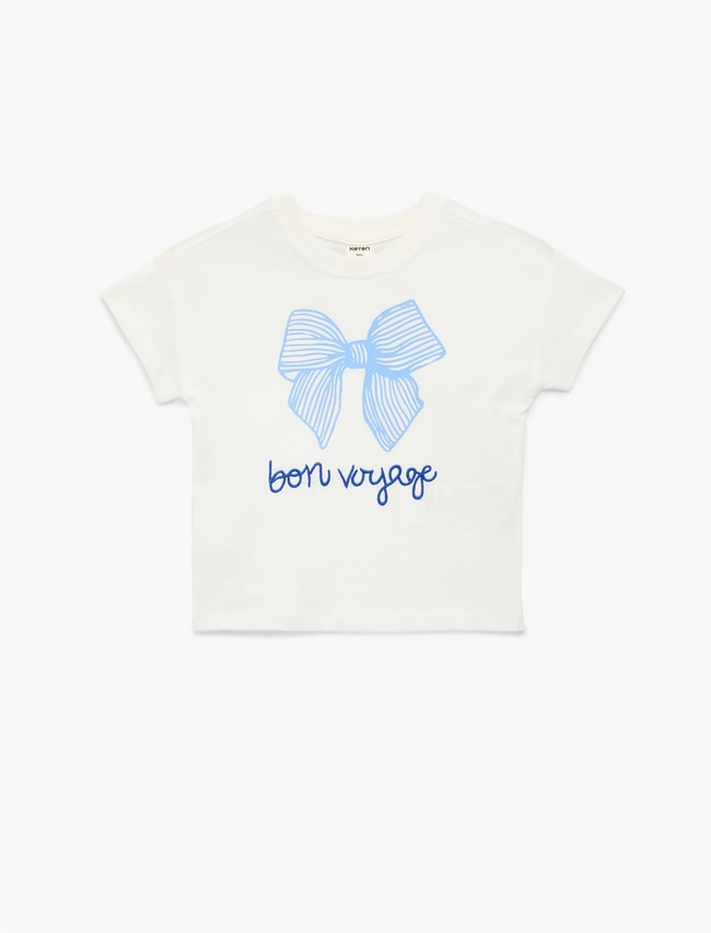 Koton Y26 6Smg10027Ak 010 Ekru Kız Bebek Jersey Kısa Kol T-Shirt