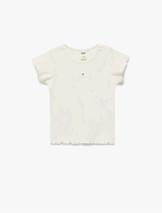 Koton Y26 6Smg10034Ak 010 Ekru Kız Bebek Jersey Kısa Kol T-Shirt