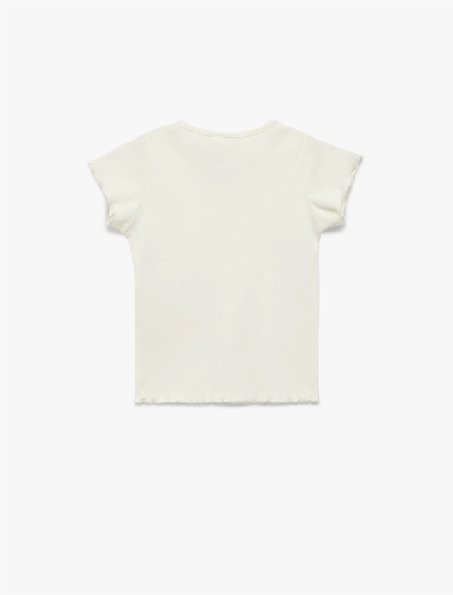 Koton Y26 6Smg10034Ak 010 Ekru Kız Bebek Jersey Kısa Kol T-Shirt