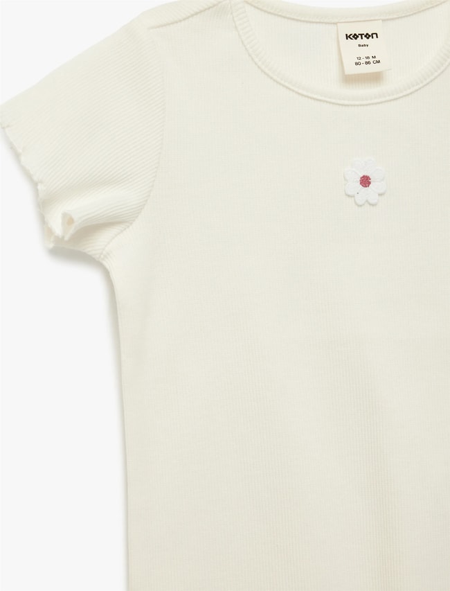 Koton Y26 6Smg10034Ak 010 Ekru Kız Bebek Jersey Kısa Kol T-Shirt