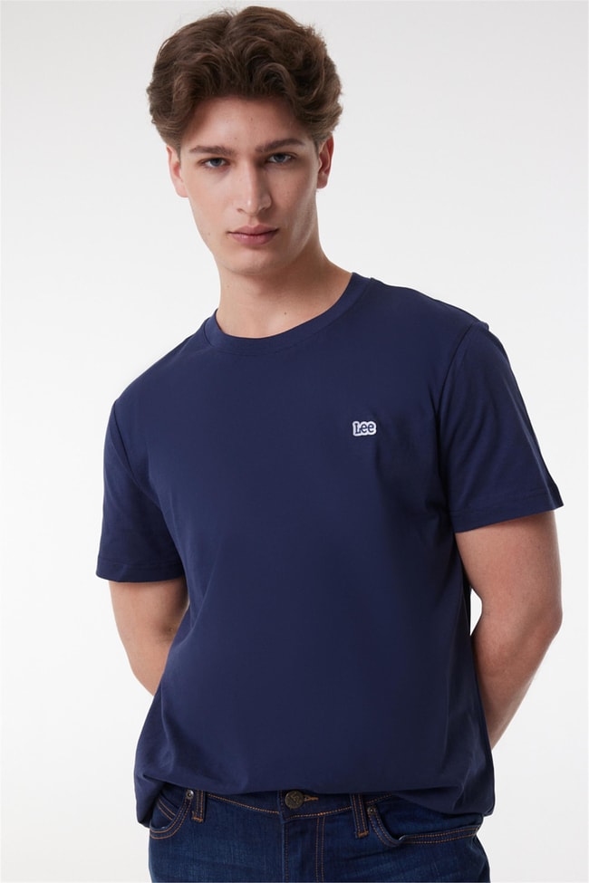 Lee L60Ufq35 335 Navy Erkek Regular Kısa Kollu Sıfır Yaka T-Shirt