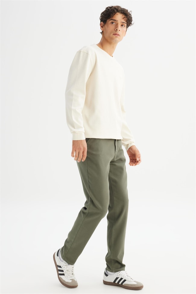 Lee Lm0400001 801 Khakı Erkek Regular Normal Bel Dar Paca Orme Chıno Jogger Pantolon