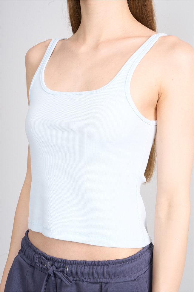 Lefon Y26 071693-K Bebe Mavi Kadın Acık Yaka Kaşkorse Crop ( Askılı Crop Atlet)