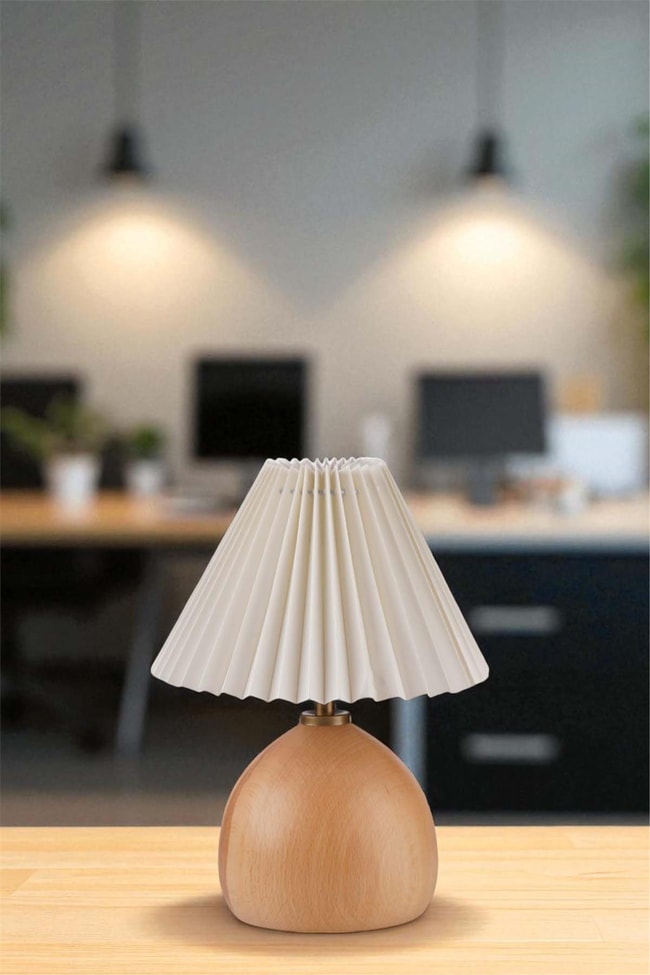 Lumexx Cameron Naturel Pileli Krem Abajurlu Masa Lambası