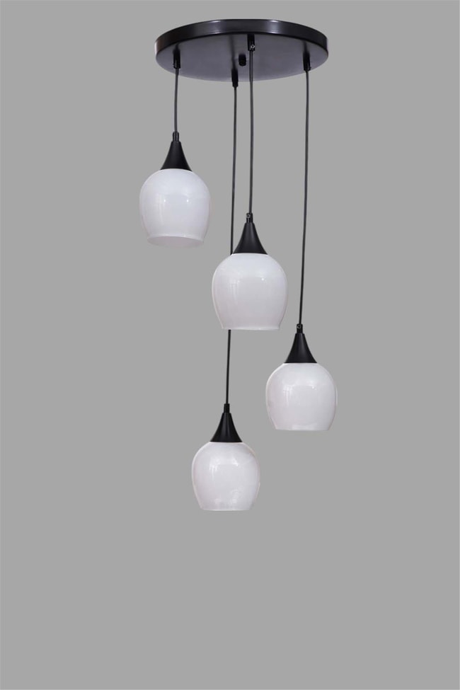 Lumexx Enzo 4 Lü Tepsili Siyah Beyaz Camlı Sarkıt