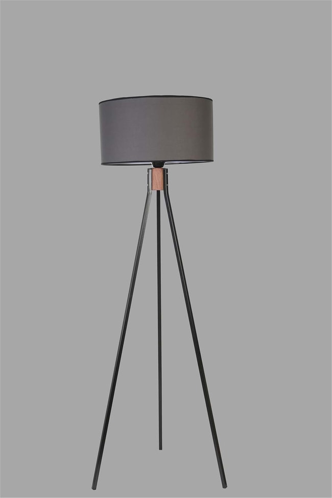 Lumexx Fısco Tripod Siyah Lambader Silindir Koyu Gri Abajurlu