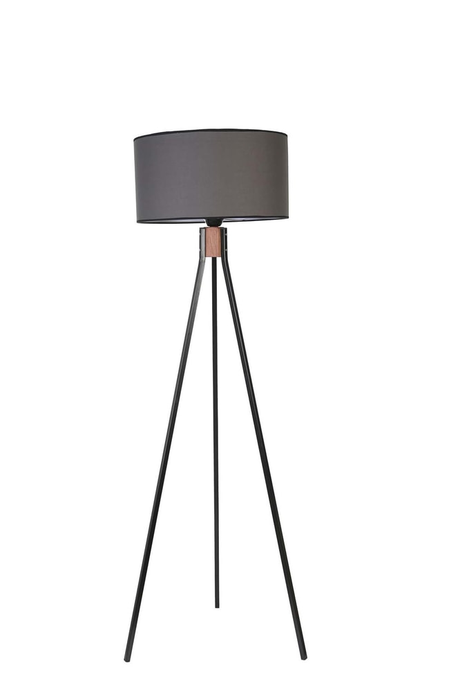 Lumexx Fısco Tripod Siyah Lambader Silindir Koyu Gri Abajurlu