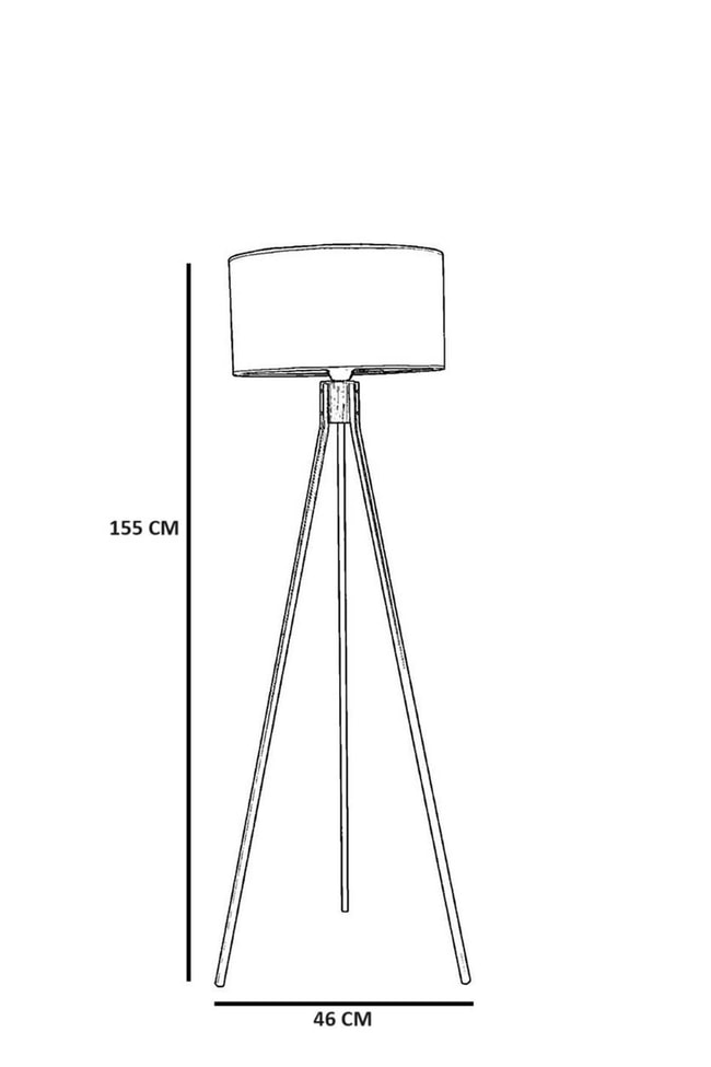 Lumexx Fısco Tripod Siyah Lambader Silindir Koyu Gri Abajurlu