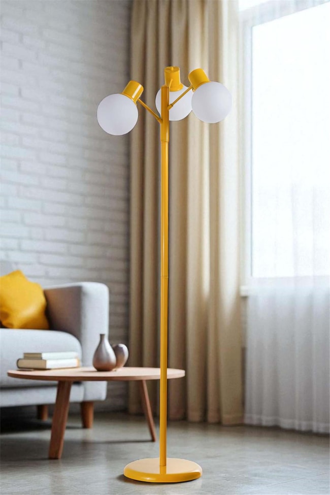 Lumexx Safir 3 Lü Sarı Lambader Beyaz Camlı