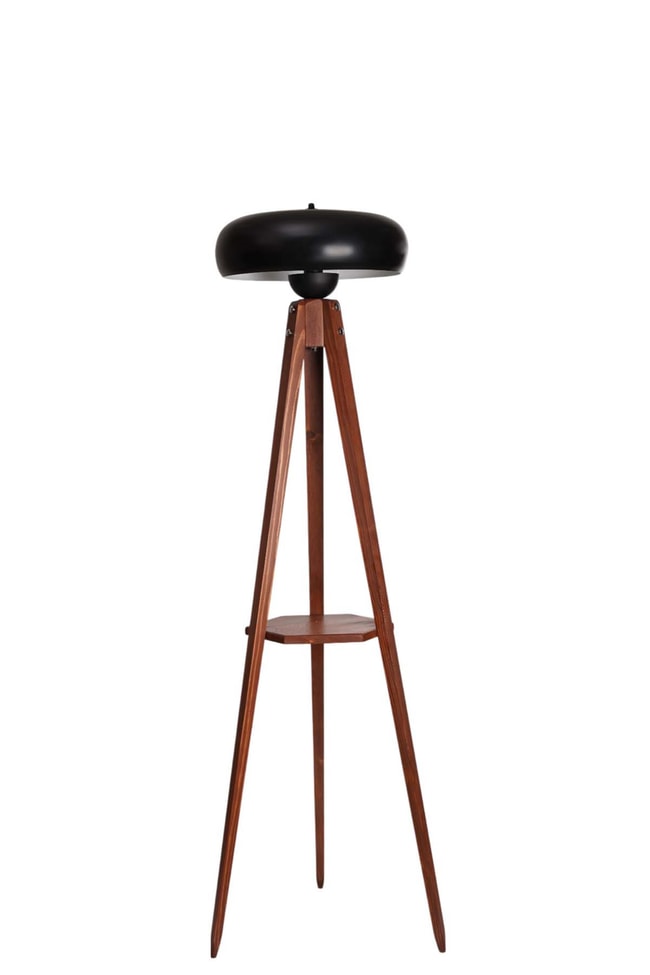 Lumexx Sehbalı Tripod Ceviz Lambader Smith Siyah Başlıklı